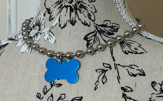 Bone Dog necklace: Blue