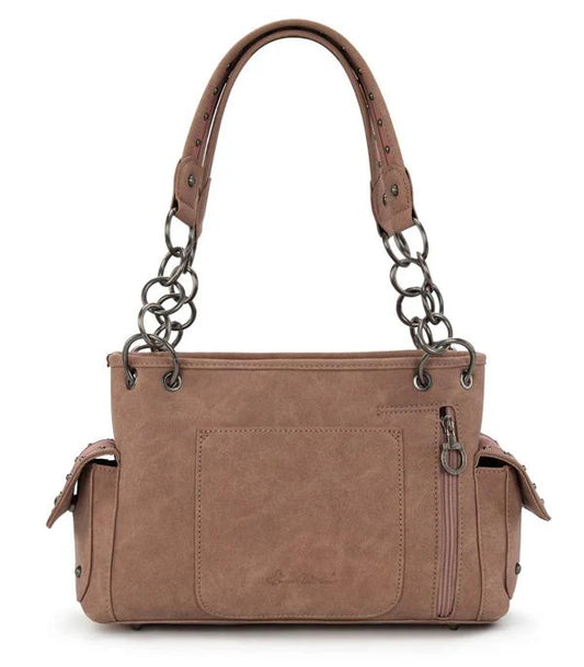 Montana West Boot Stitch Satchel Bag- Light Pink