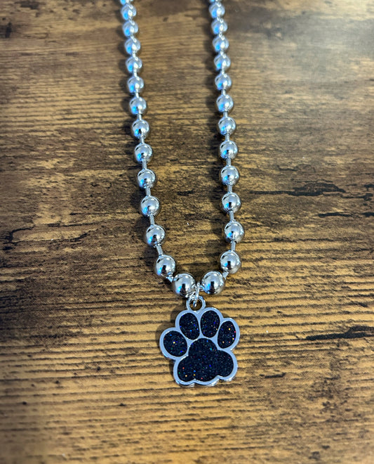 Glitter Paw Print necklace: Black