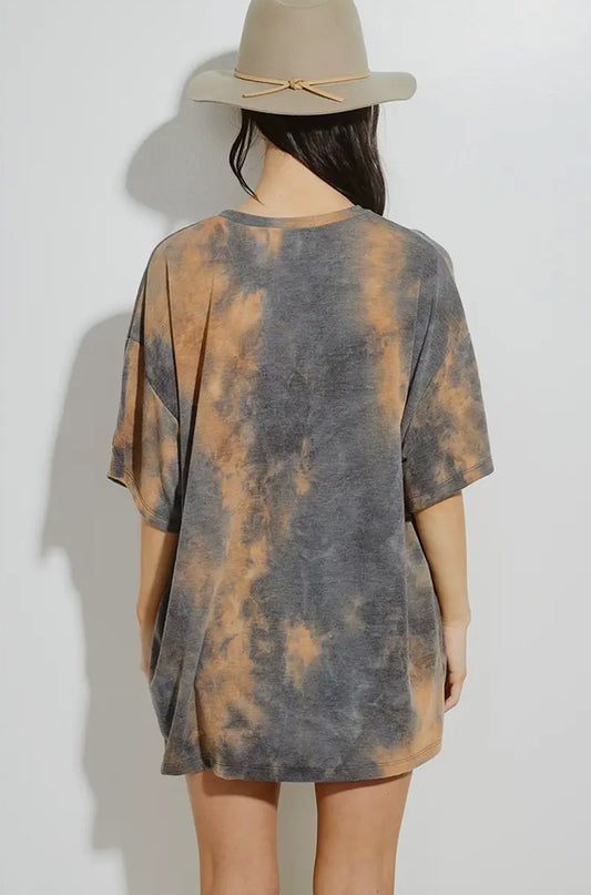 Star Tie-dye Glitter Oversized Top