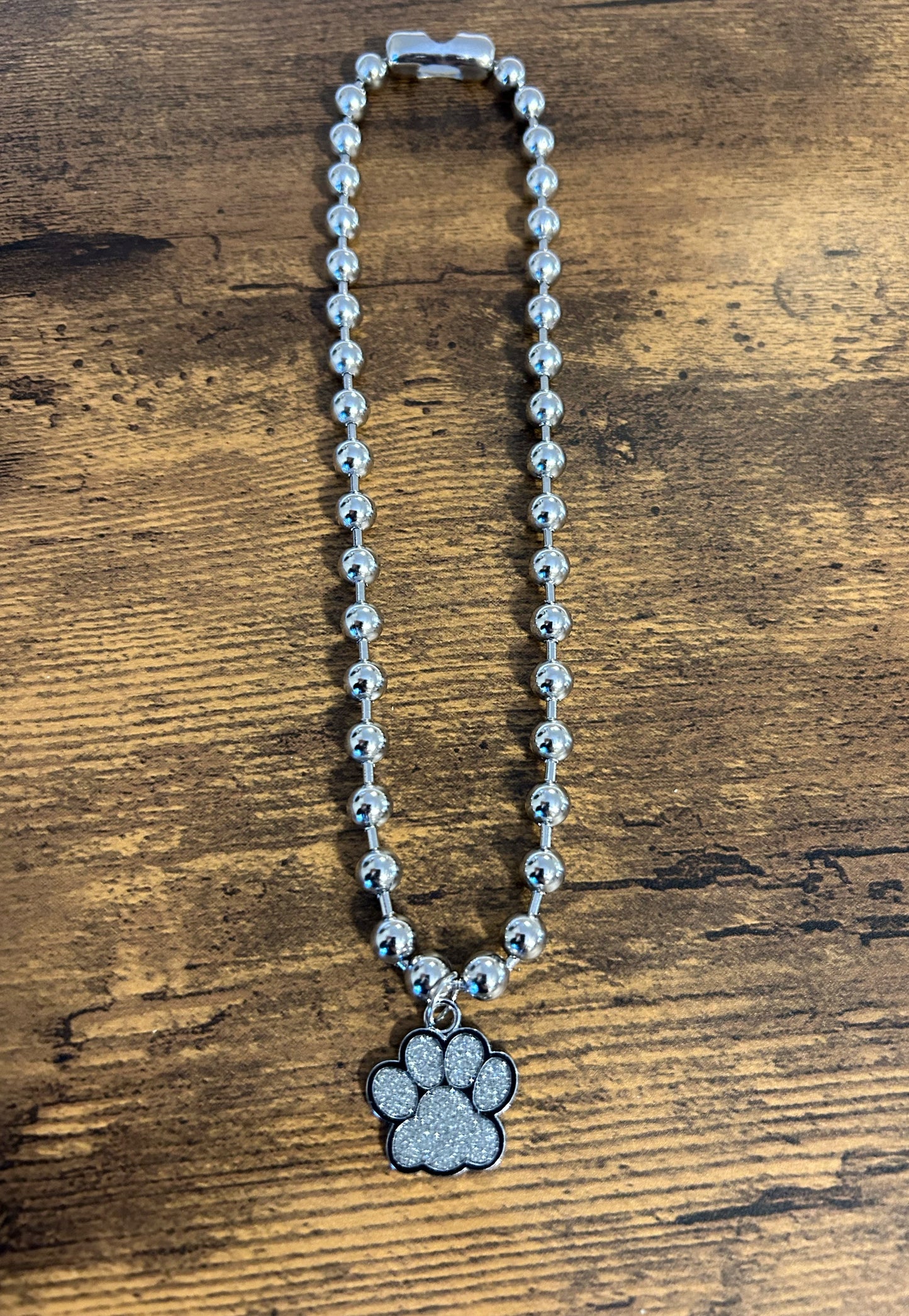 Glitter Paw Print necklace: Silver