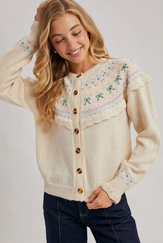 Ruffle Bow Cardigan