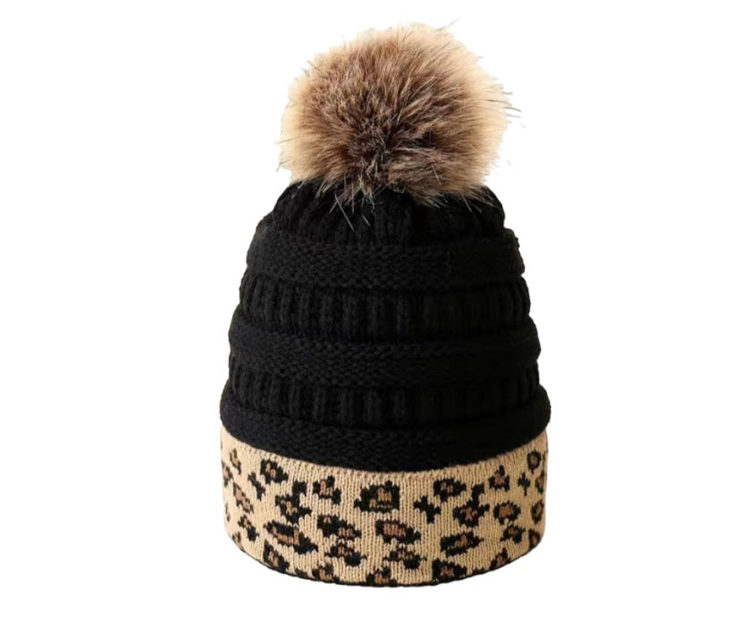 Leopard Pom Beanie