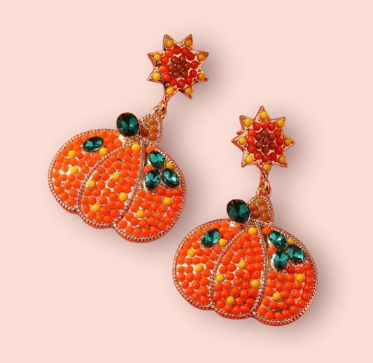 Pumpkin Rhinestone Earrings