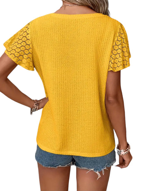 Yellow Flutter Sleeve Top
