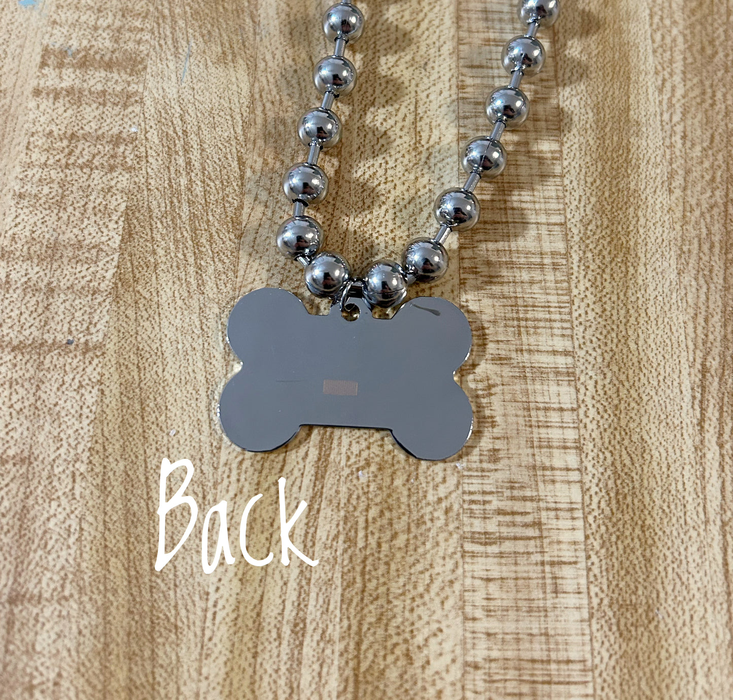 Red Glitter Dog Bone necklace