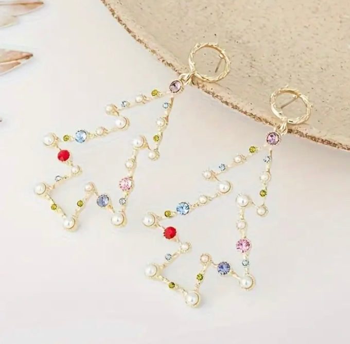 Shimmery Xmas Tree Earrings