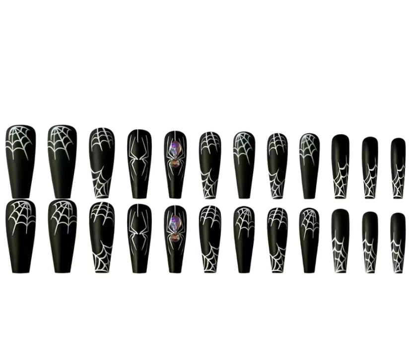 Rhinestone Spider Nails
