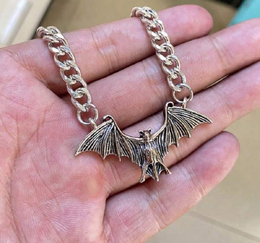 Silver Bat Necklace
