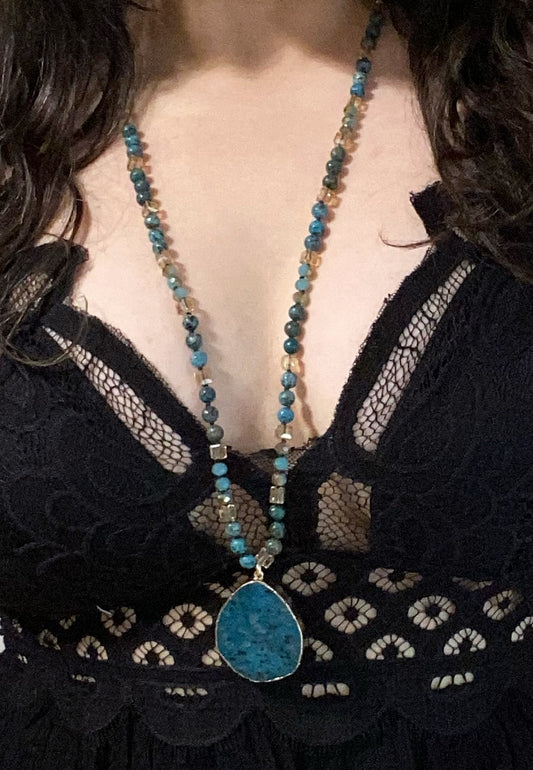 Boho Blue Pendant Necklace