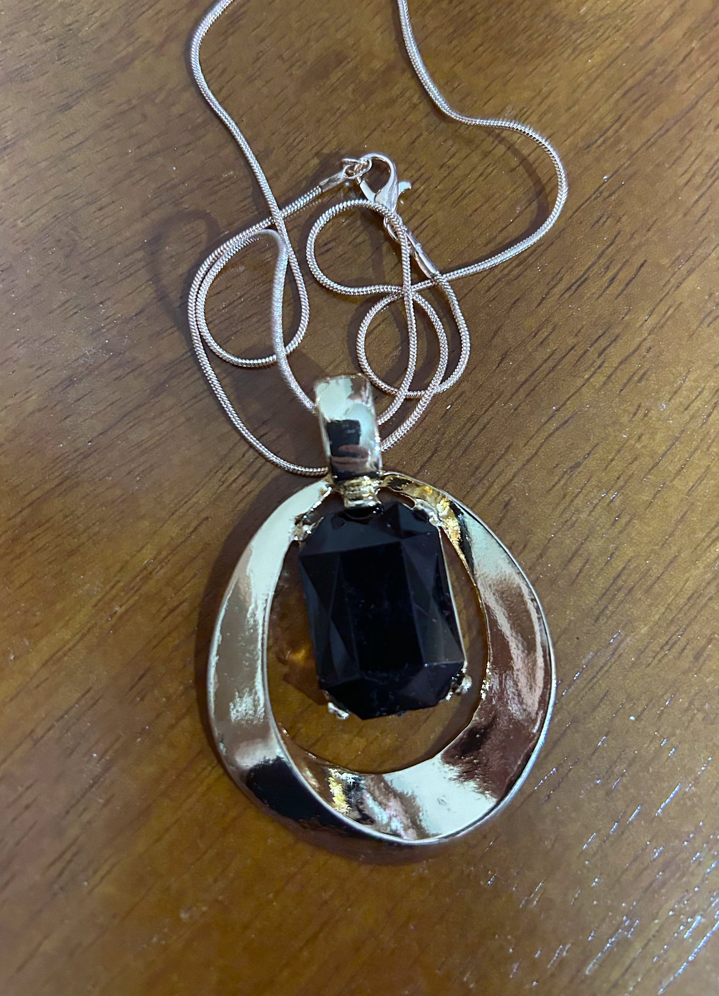 Silver Elegant square gemstone necklace