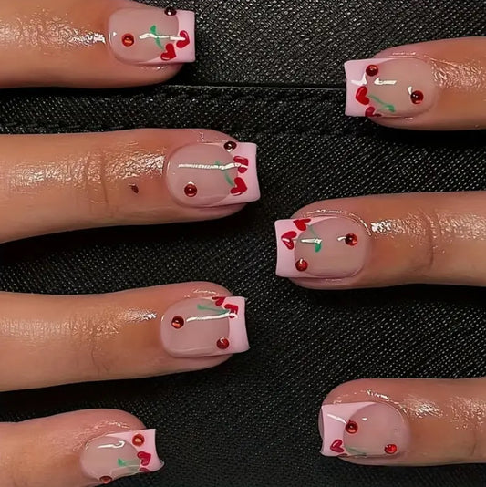 Cherry French Tip Nails