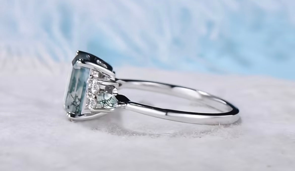 Square Sterling Silver Agate Ring