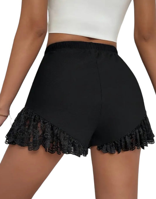 Lace shorts, Feminine attire, Chic fashion, Elegant design, Delicate detailing, Stylish shorts, Sophisticated look, Dressy shorts, Casual elegance, Summer fashion, Comfortable fit, Versatile wear, Flirty style, Trendy attire, Dress-up shorts, Fashion statement, Glamorous appeal, Effortless chic, Relaxed sophistication, Beach to street fashion