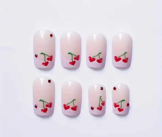 Cherry French Tip Nails