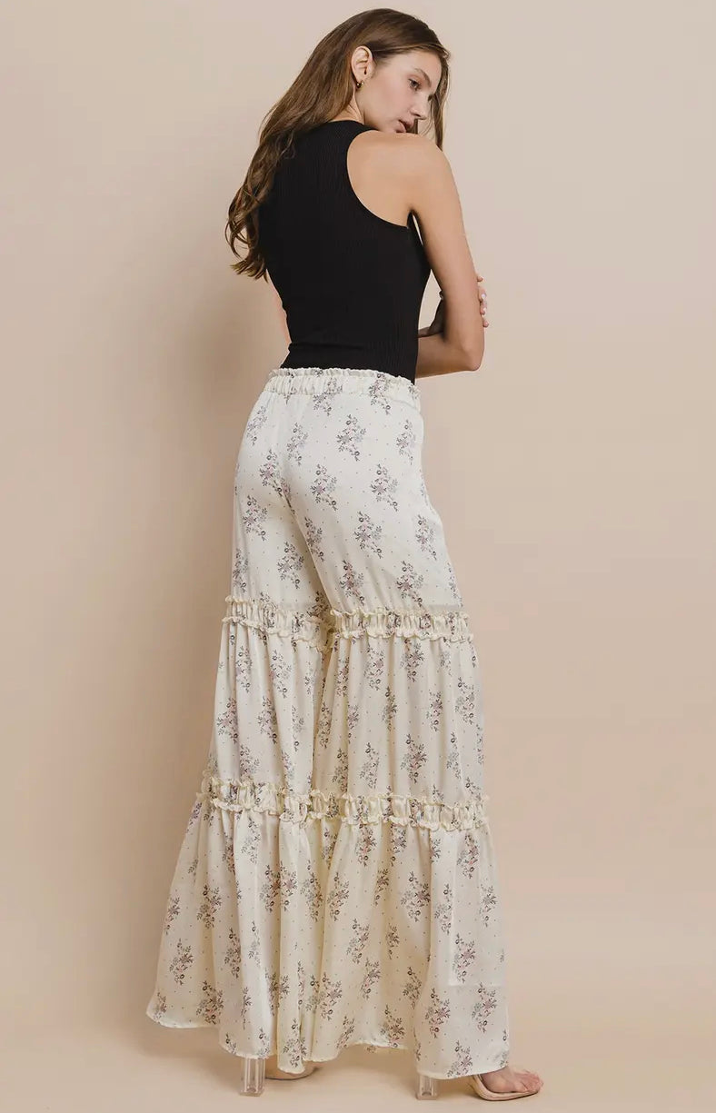 Floral Tiered Palazzo Pants