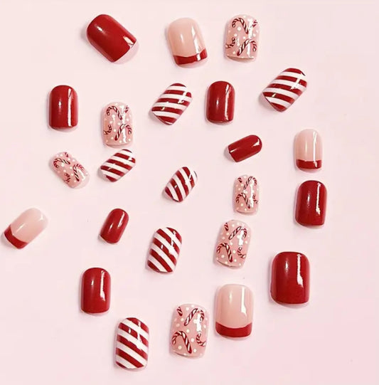 Swirl Candy cane Nails