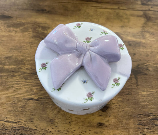 Purple Bow Ceramic Keepsake Box