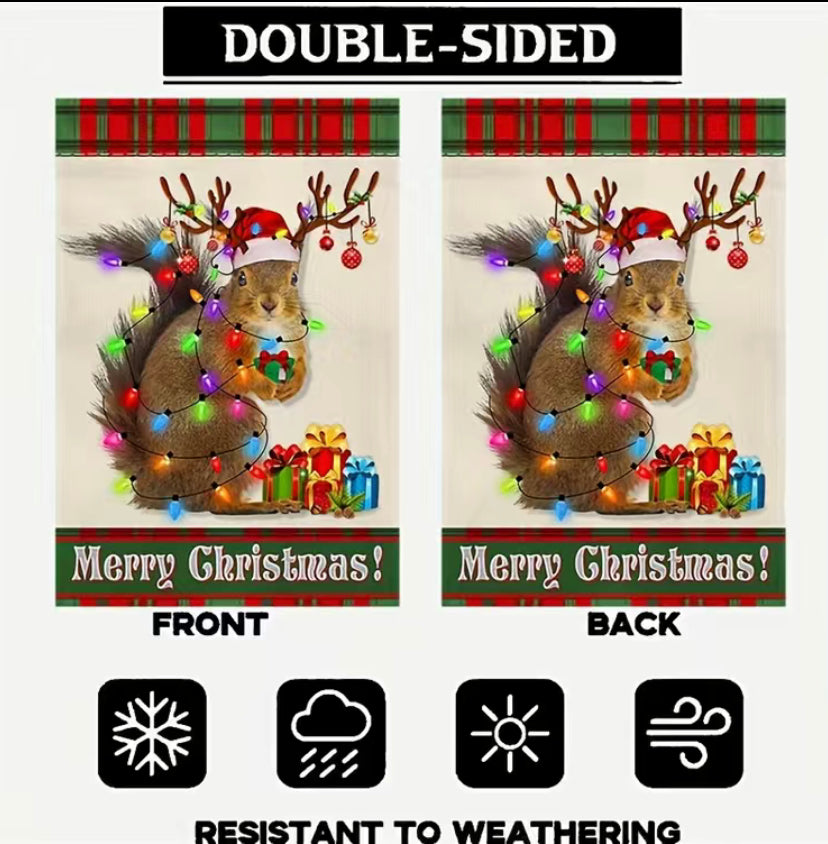 Christmas Squirrel Garden Flag