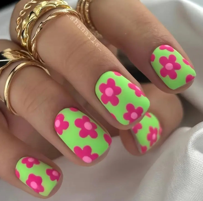 Bright Flower Nails