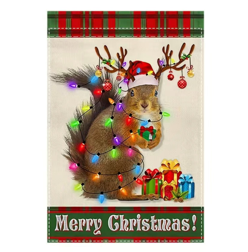 Christmas Squirrel Garden Flag