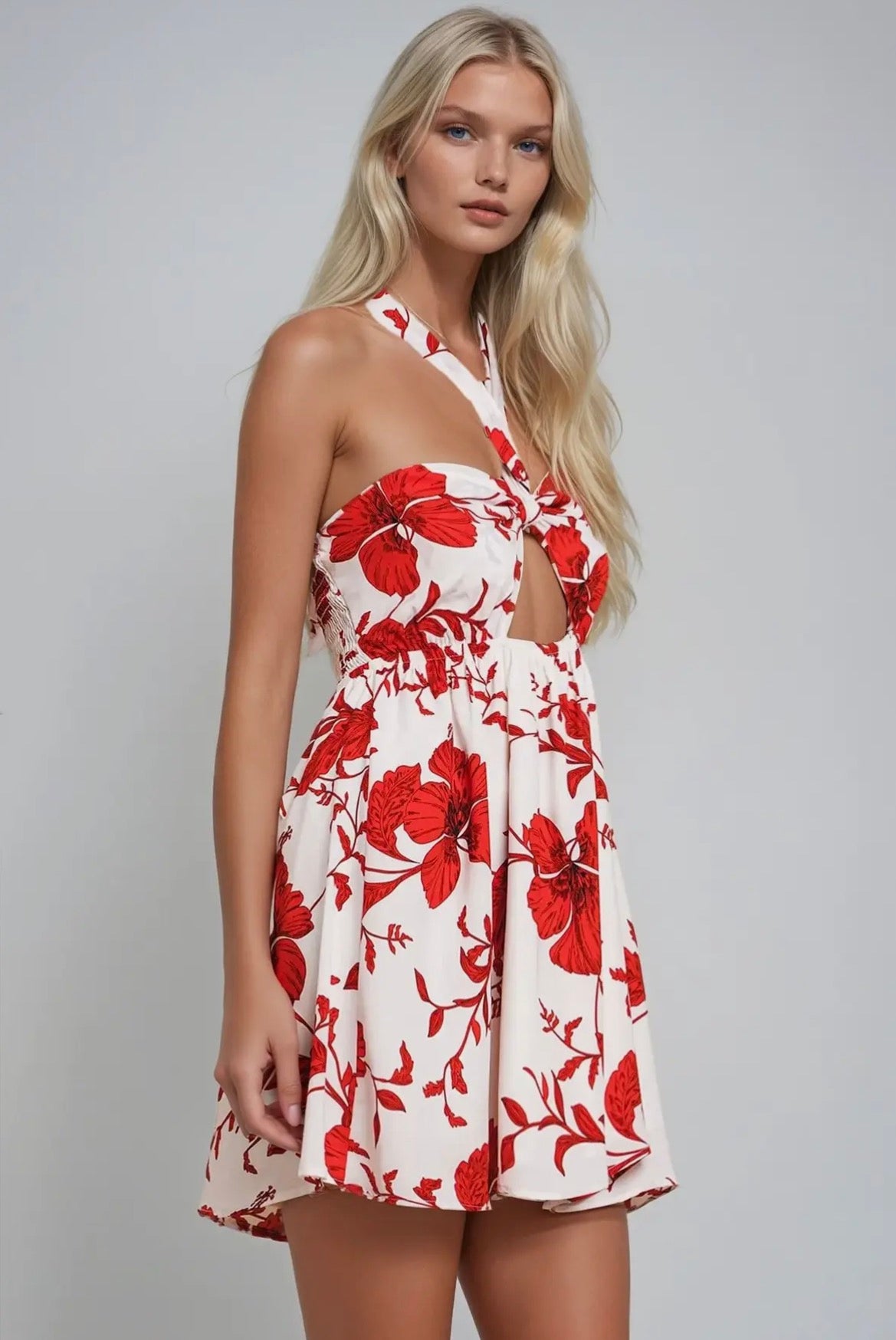 Floral Halter Mini Dress