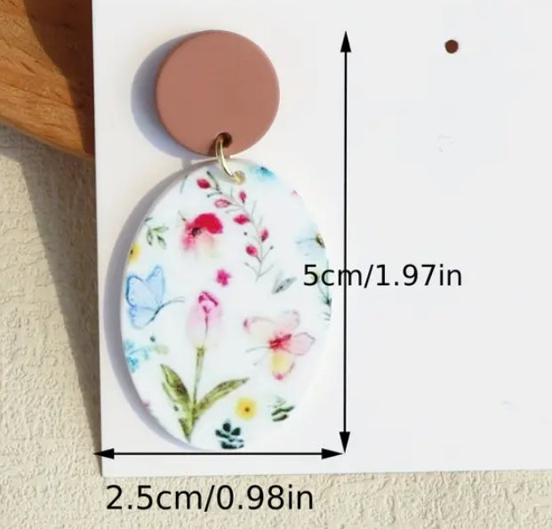 Floral Spring Oval Earrings