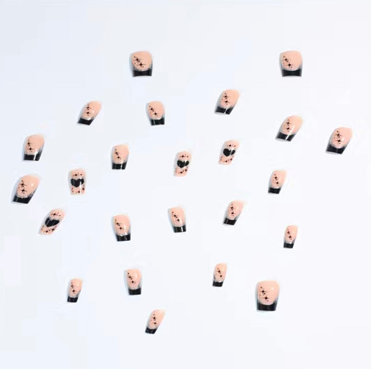 Black French Tip Heart nails