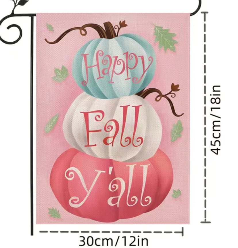 Happy Fall Pink Pumpkin Garden Flag