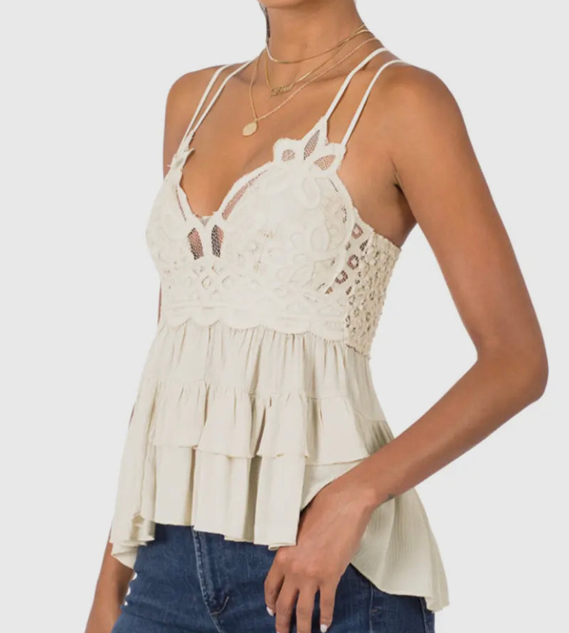 Laney Lace Top: Ivory