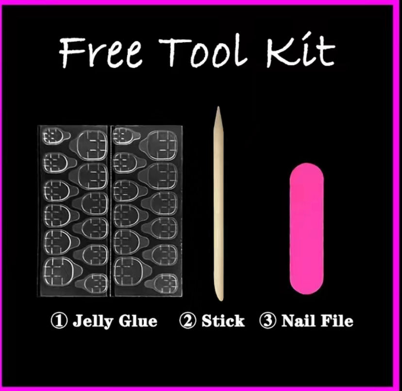 Black And White Striped Nails With Rhinestones