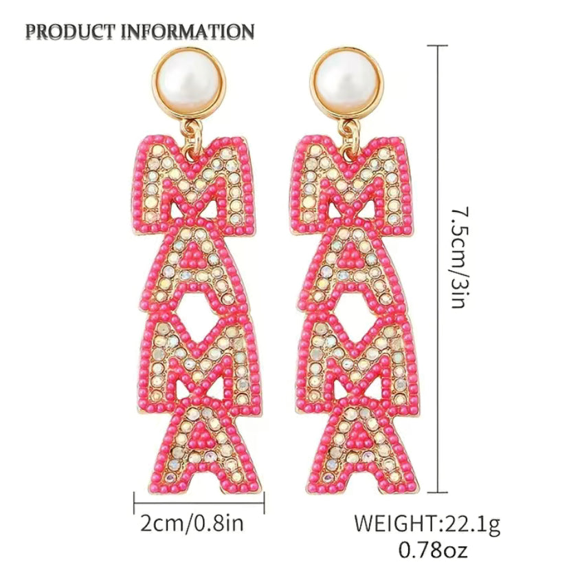 Bling Mama earrings: Pink