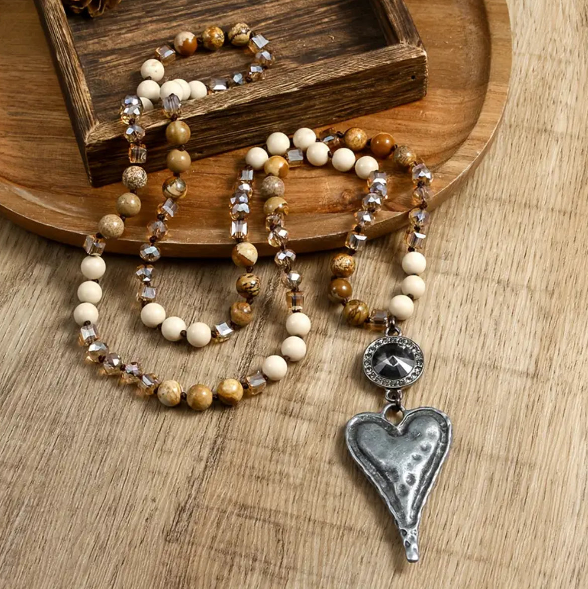 Boho Rustic Heart Necklace