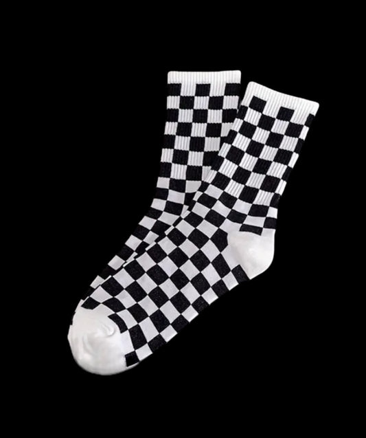 Checkered socks: white