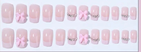 Bows and rhinestone Nails