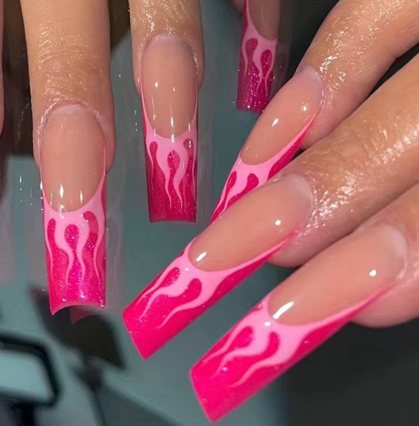 Pink Flame Nails