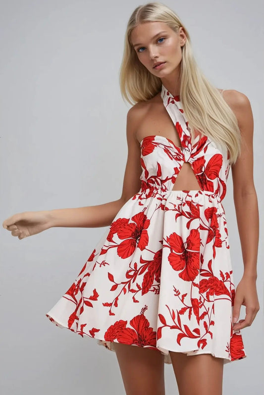 Floral Halter Mini Dress