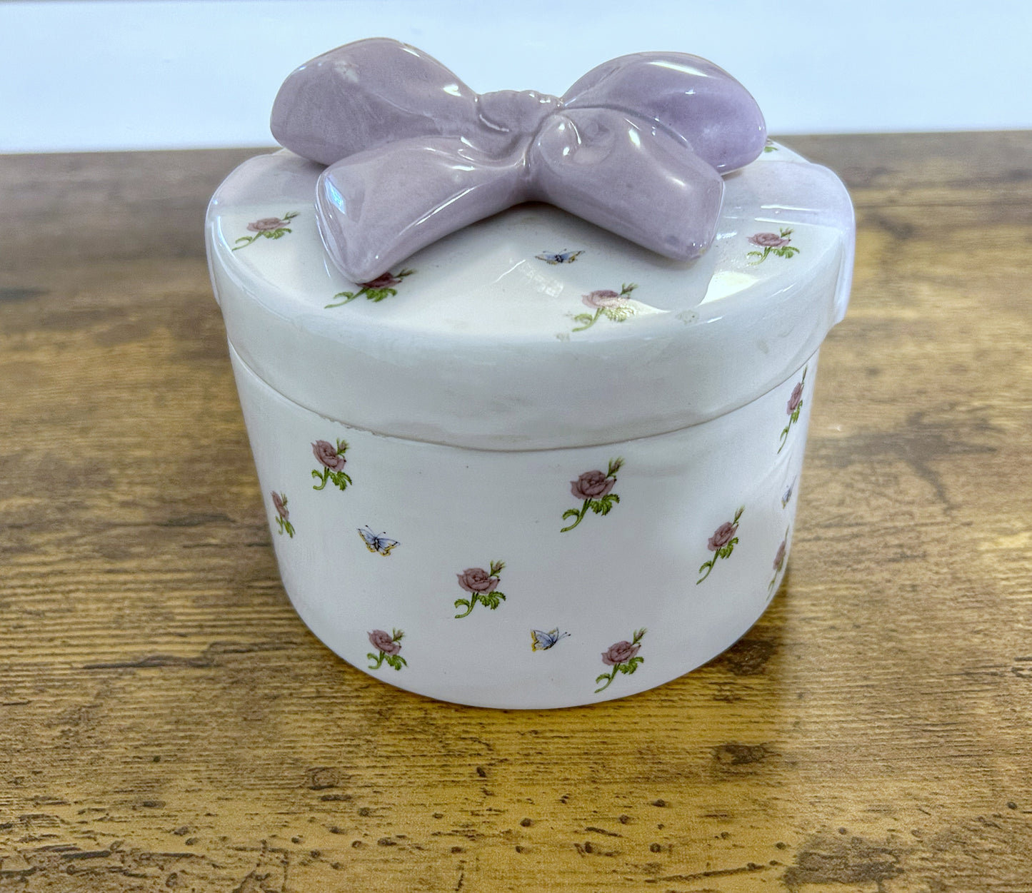 Purple Bow Ceramic Keepsake Box
