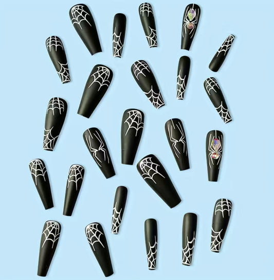Rhinestone Spider Nails