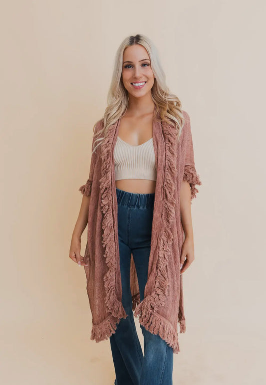 Fringe Ruffle Kimono
