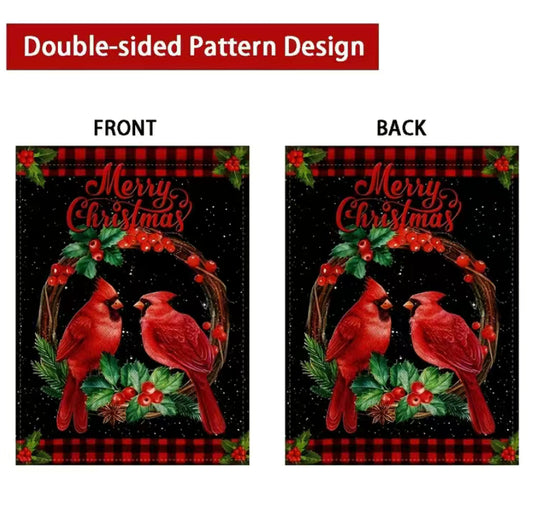 Christmas Cardinals Garden Flag