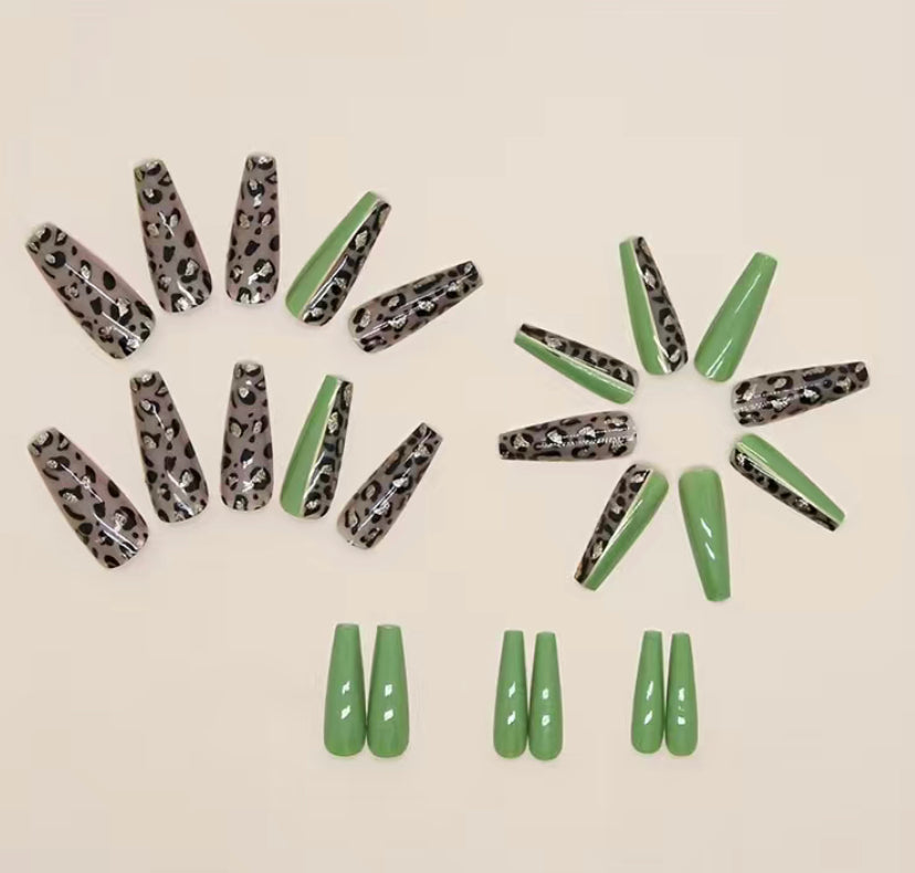 Green Leopard Nails