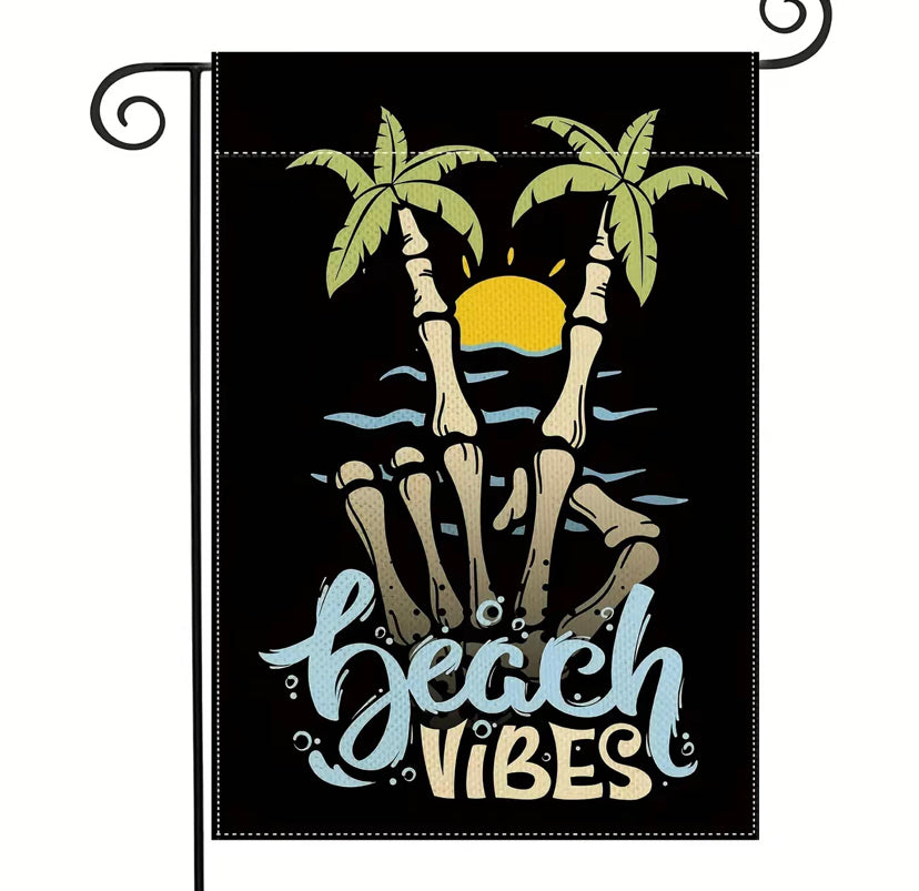 Beach vibes garden flag