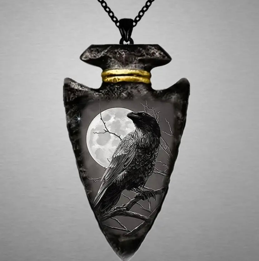 Raven Moon Arrowhead Necklace