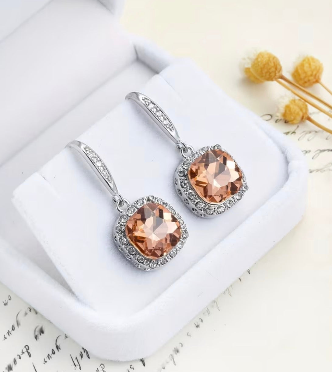 Elegant Square Gem Earrings
