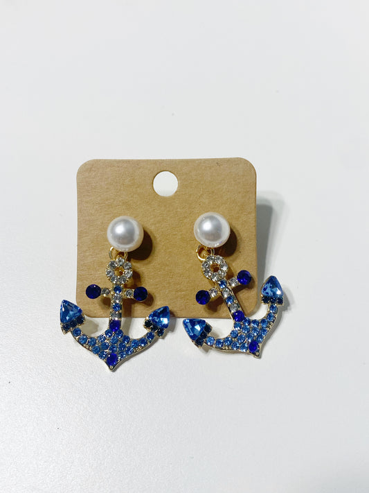 Rhinestone Anchor Earrings