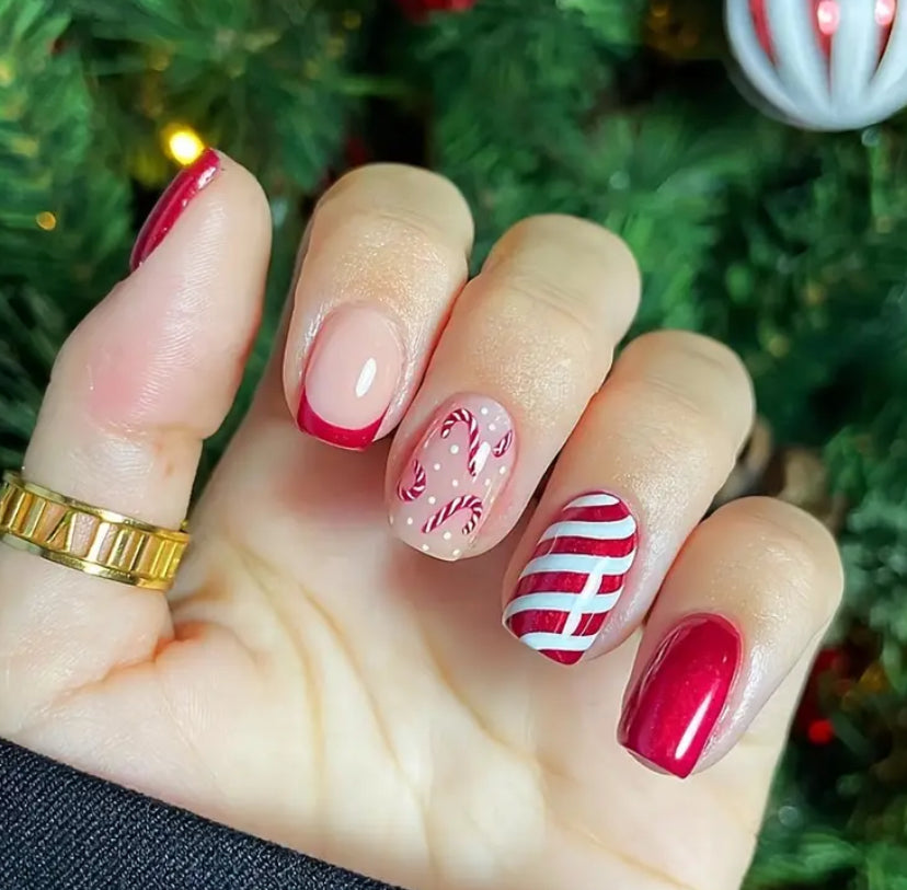 Swirl Candy cane Nails
