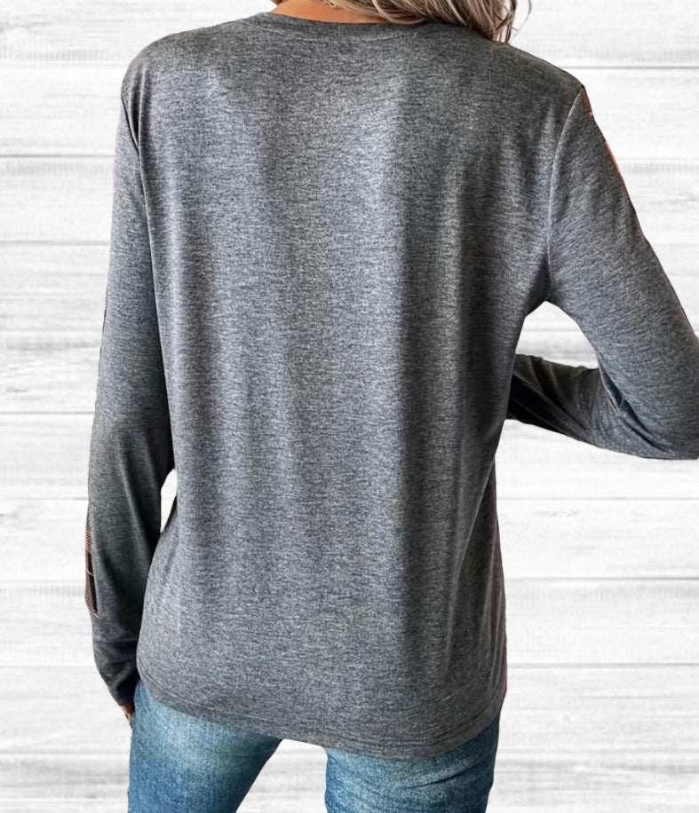 Plaid pocket raglan