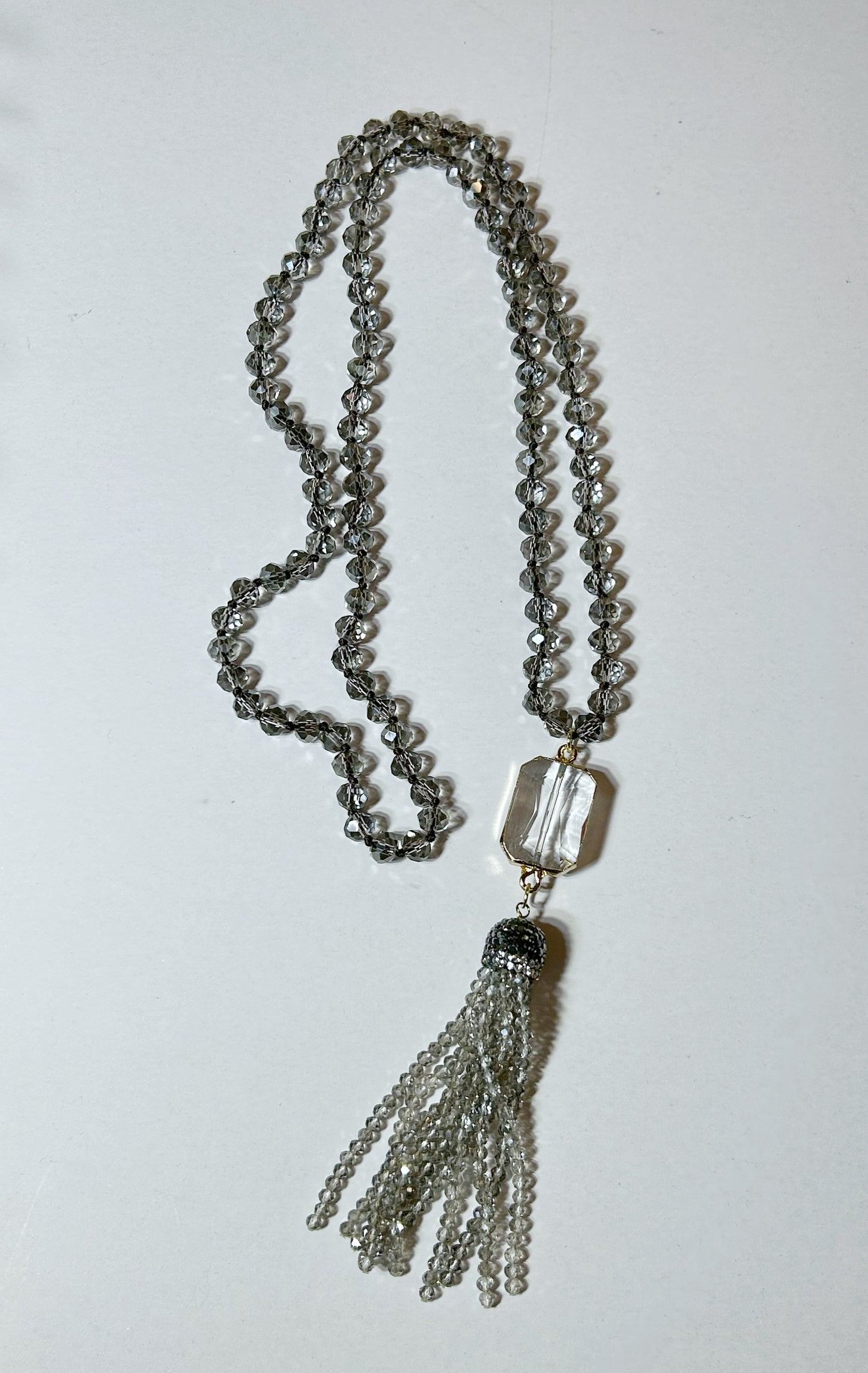 Boho Tassel Necklace: Gray