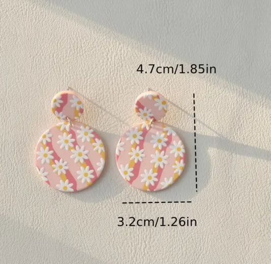 Pink Daisy Earrings